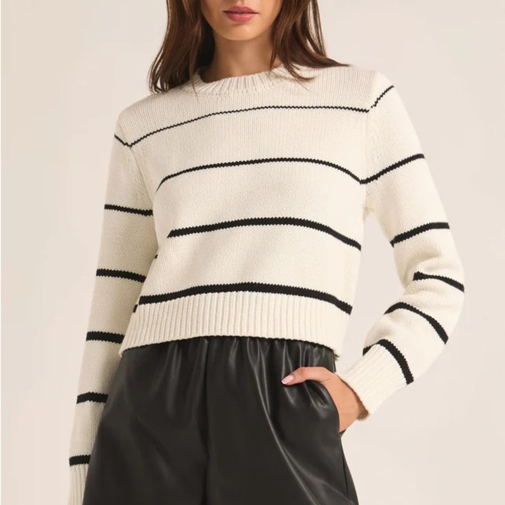 Z SUPPLY MILAN STRIPED SWEATER IN NATURAL S Like new! - Picture 2 of 5